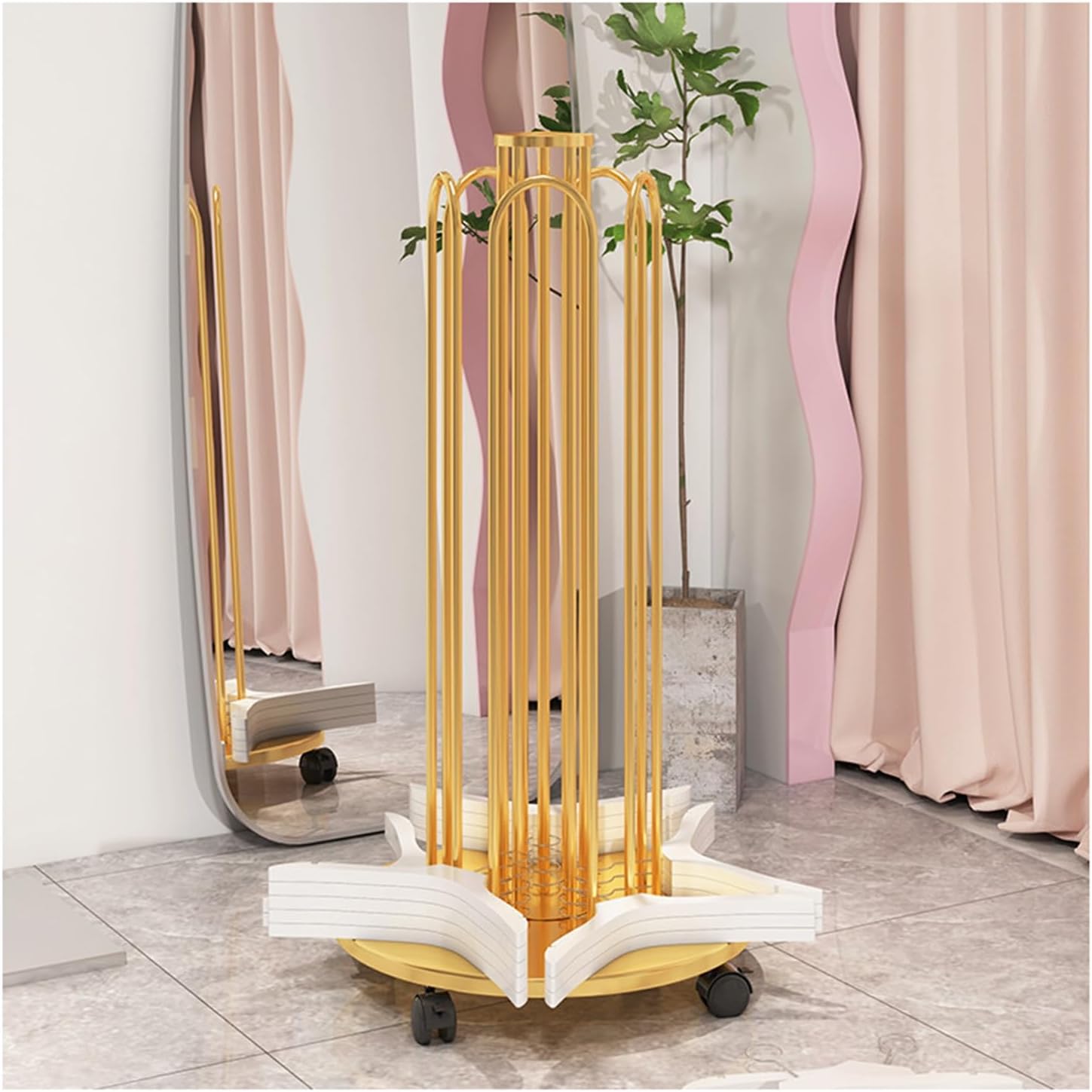 5 Side Storage Hanger Stacker Cart,Hanger Organizer Stacker with 4 Wheels,Save Space for Closet Laundry Room Clothes(Black)