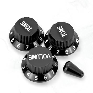 Swhmc Guitar Switch Tip 3 Pickup Cover Set, Black, 50mm | 2 Tone Knobs, 1 Volume Knob, For Strat