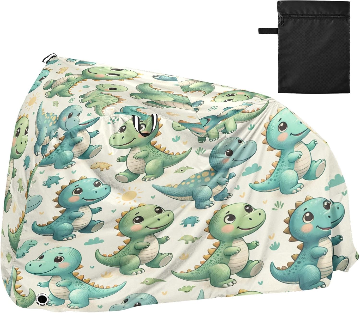 ALAZA Cute Dinosaur Dino Baby Bike Cover Waterproof Outdoor Ebike Bicycle Covers Tarp Protection for 1/2 Bikes, Sun UV Dust Wind Proof