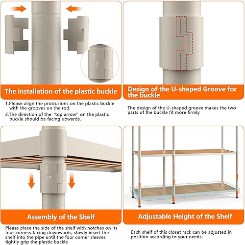 Miniatura 6 de Perchero resistente para ropa de 800 libras de capacidad, perchero de metal independiente con estantes, estantes de ropa comercial para colgar ropa,
