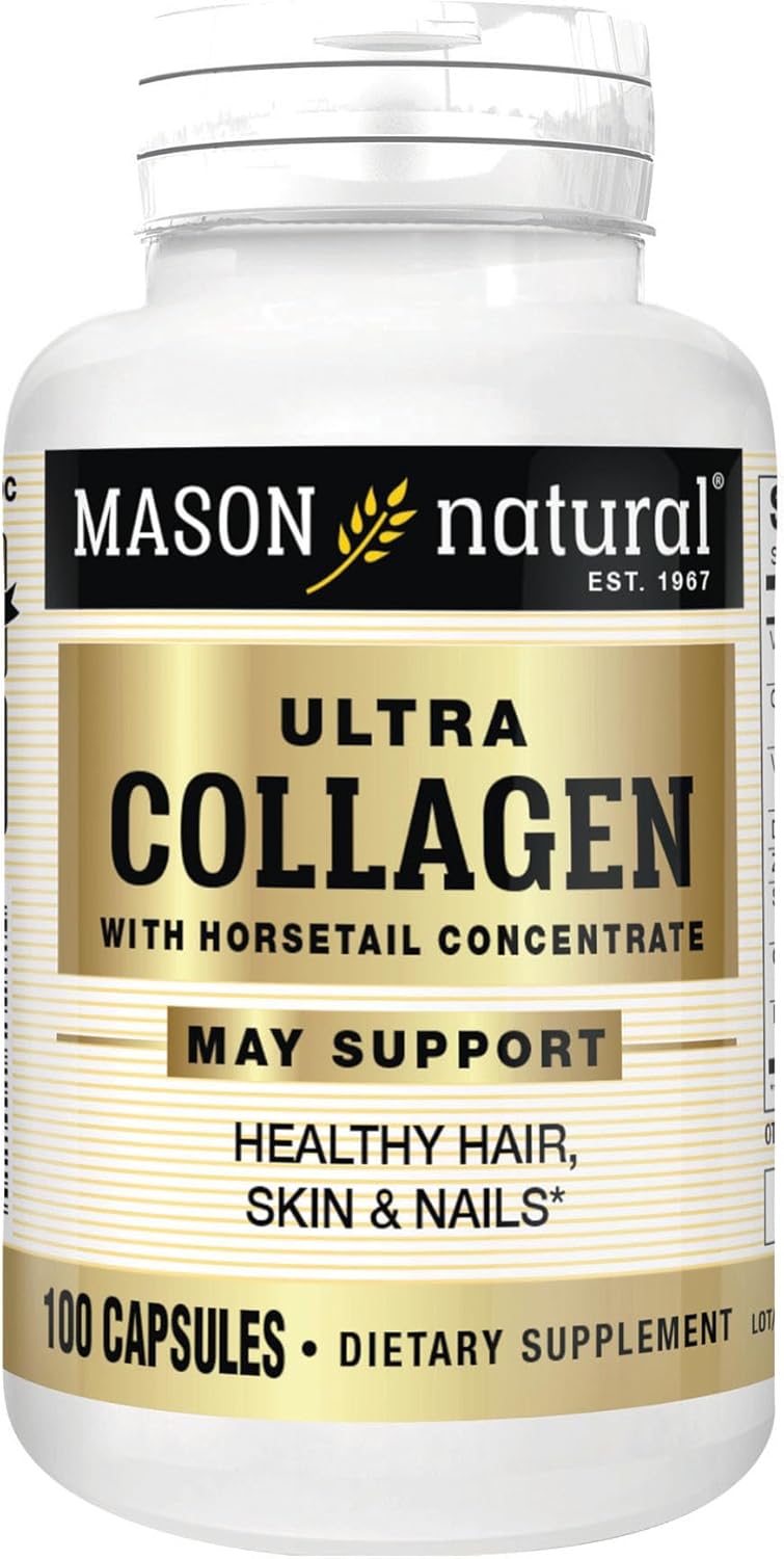MASON NATURAL Ultra Collagen Capsules, 100% Pure Hydrolyzed Collagen Supplement for Healthy Skin, Hair, Nails & Joints, 100 Count, 50 Day Supply (Pack of 2)