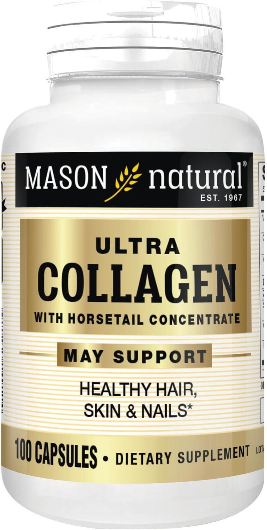 Ultra Collagen Capsules, 100% Pure Hydrolyzed Collagen Supplement for Healthy Skin, Hair, Nails & Joints, 100 Count, 50 Day Supply