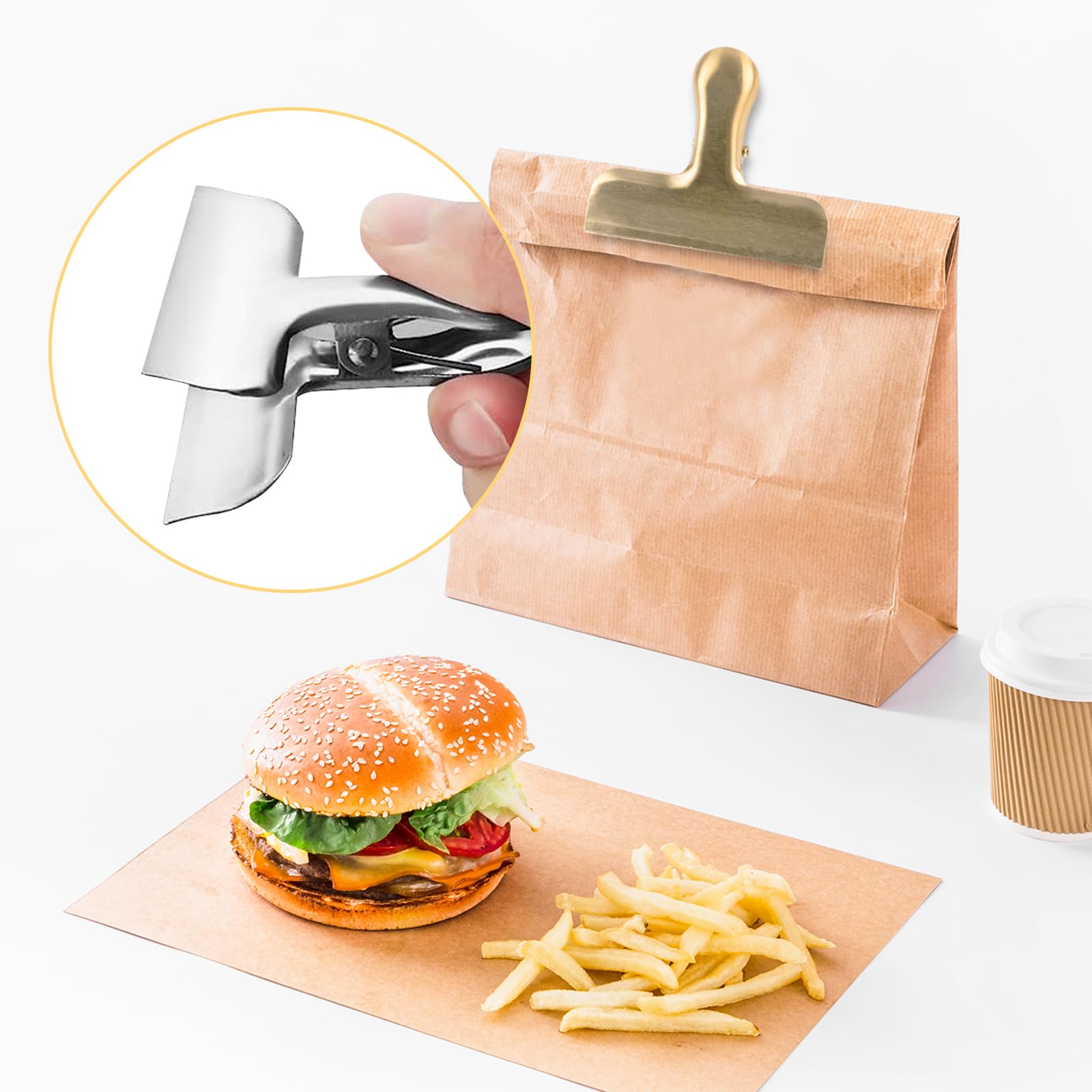 Coideal Pince à Dessin Bulldog Grand - 10 Pcs Pince à Charnière En Métal 100mm Grosse Pince A Bouledogue Inox Pour Papier, Courrier, Carton, Bureau, Cuisine (Argent