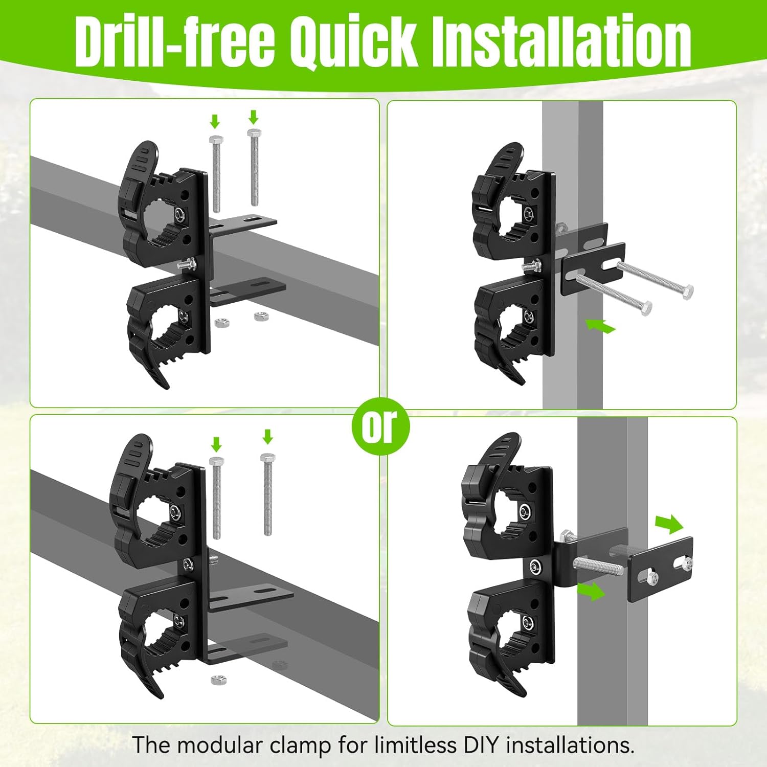 JERBOR Tractor Tool Holder for ROPS, Quick Release UTV Tool Rack Fit for Weed Eater & Shovel, Adjustable Clamp Fits 2.5" & Under Tubes, Compatible with Tractors, Zero Turn Mowers, Snowplows, 2 Pack