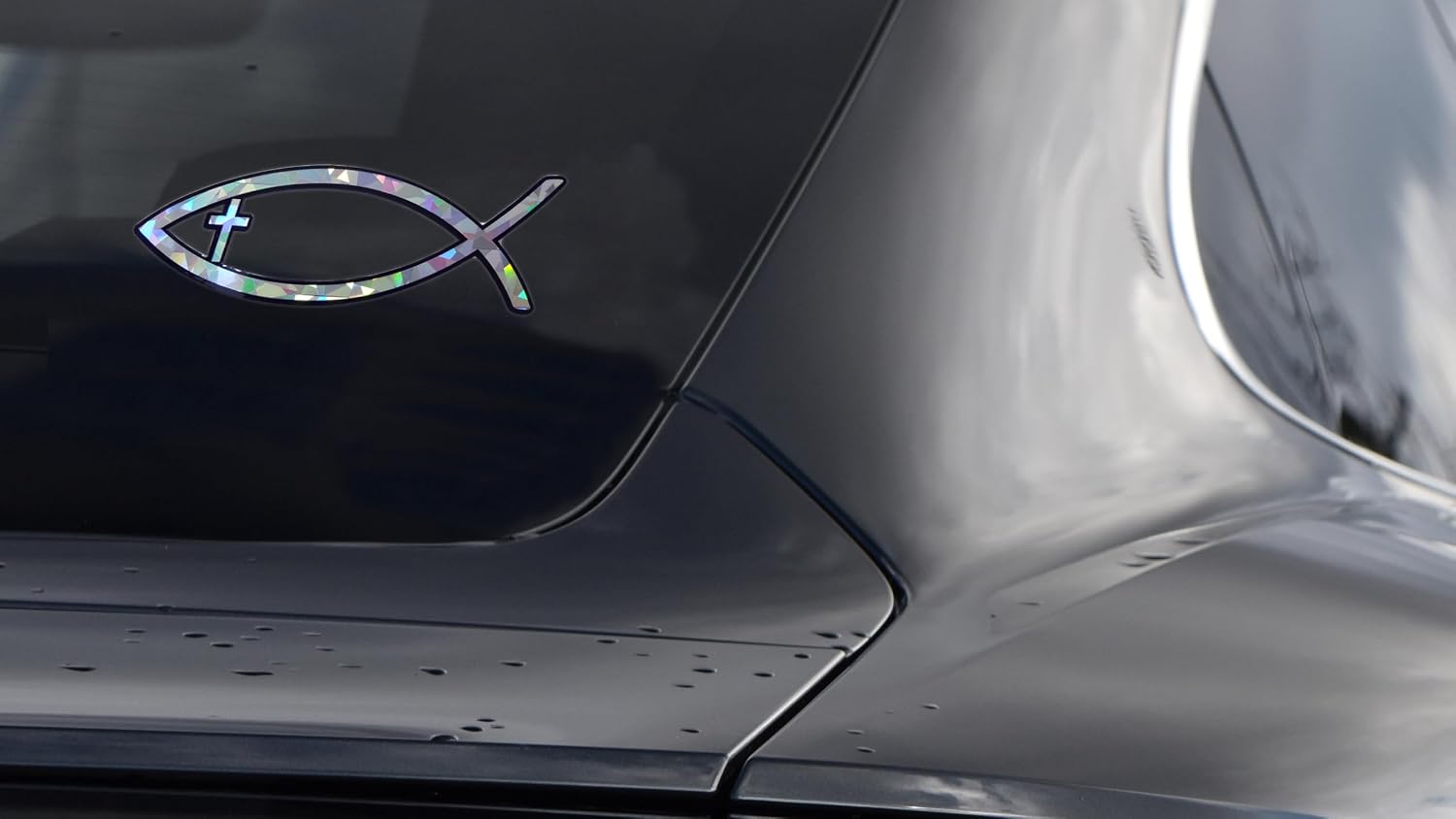 Elektroplate Christian Ichthys Fish with Cross Reflective Car Decal 4" image 2