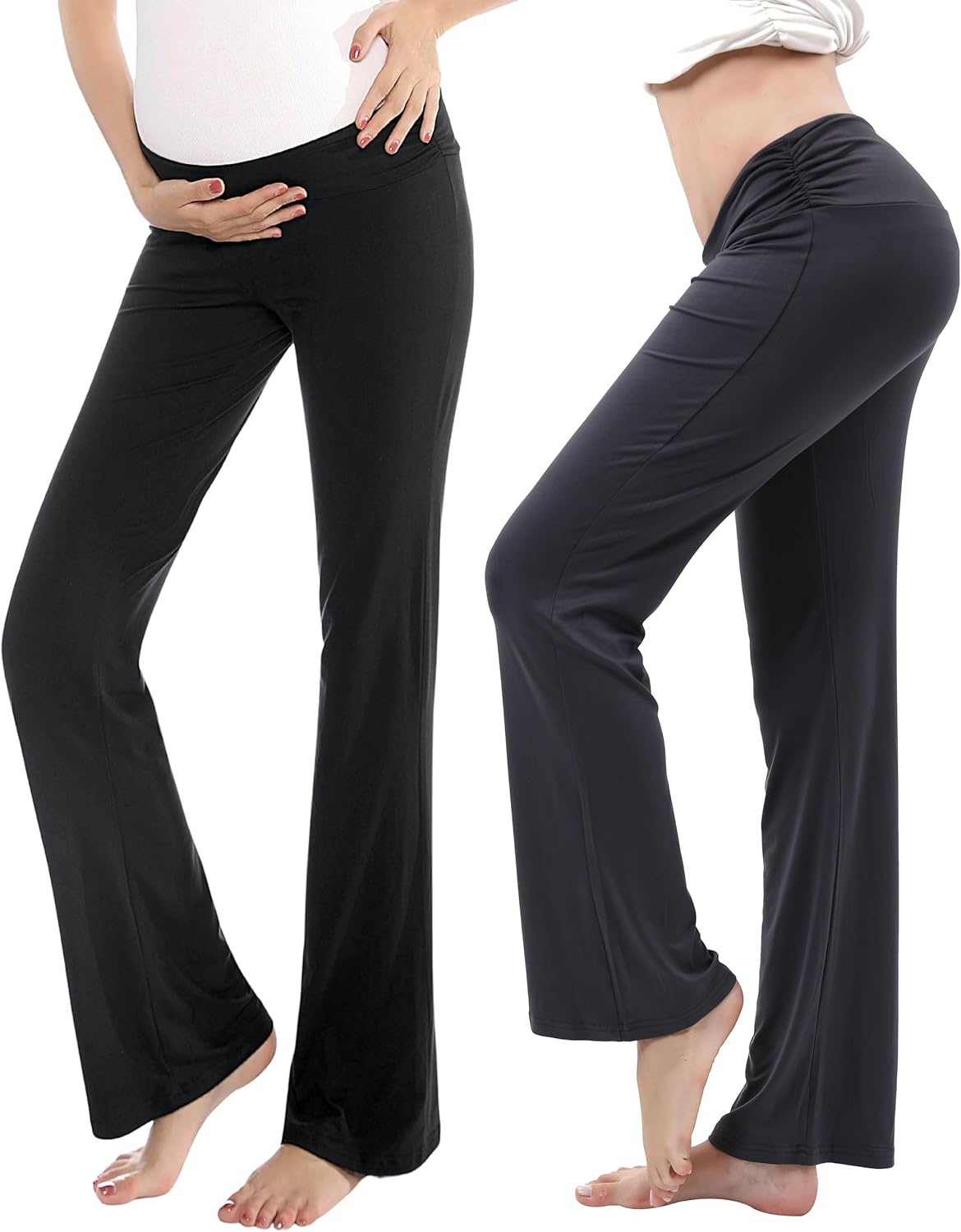 Alina Mae Maternity Women Pajama Pant Stretchy Comfy Wide Soft Palazzo Elastic Pregnancy Lounge Casual PJs