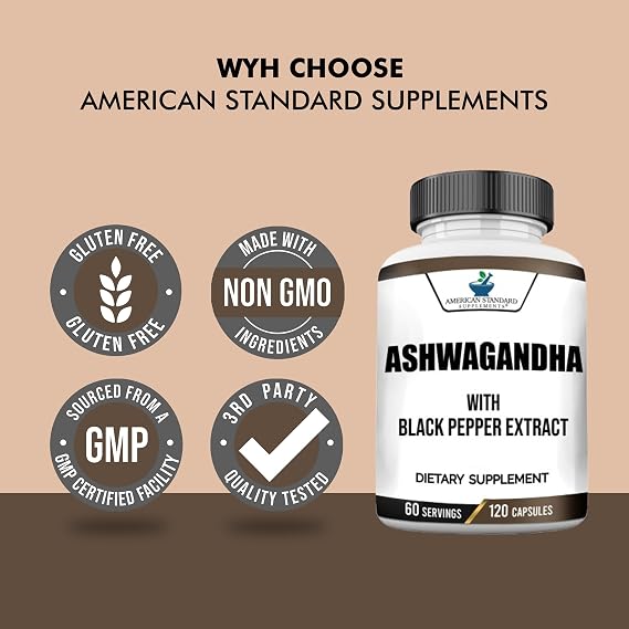 Ashwagandha 6000mg, Ashwagandha Root, Ashwagandha Capsules, Organic Ashwagandha Capsules, Ashwagandha Organic, Ashwagandha Supplements with Organic Black Pepper Extract, Aswagandha, 120 Veggie Caps