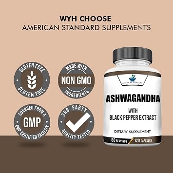 Ashwagandha 6000mg, Ashwagandha Root, Ashwagandha Capsules, Organic Ashwagandha Capsules, Ashwagandha Organic, Ashwagandha Supplements with Organic Black Pepper Extract, Aswagandha, 120 Veggie Caps