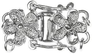 Dreambell .925 Sterling Silver 2-Strand Stardust Flower Pearl Box Clasp Connector Switch Bead with Safety Lock