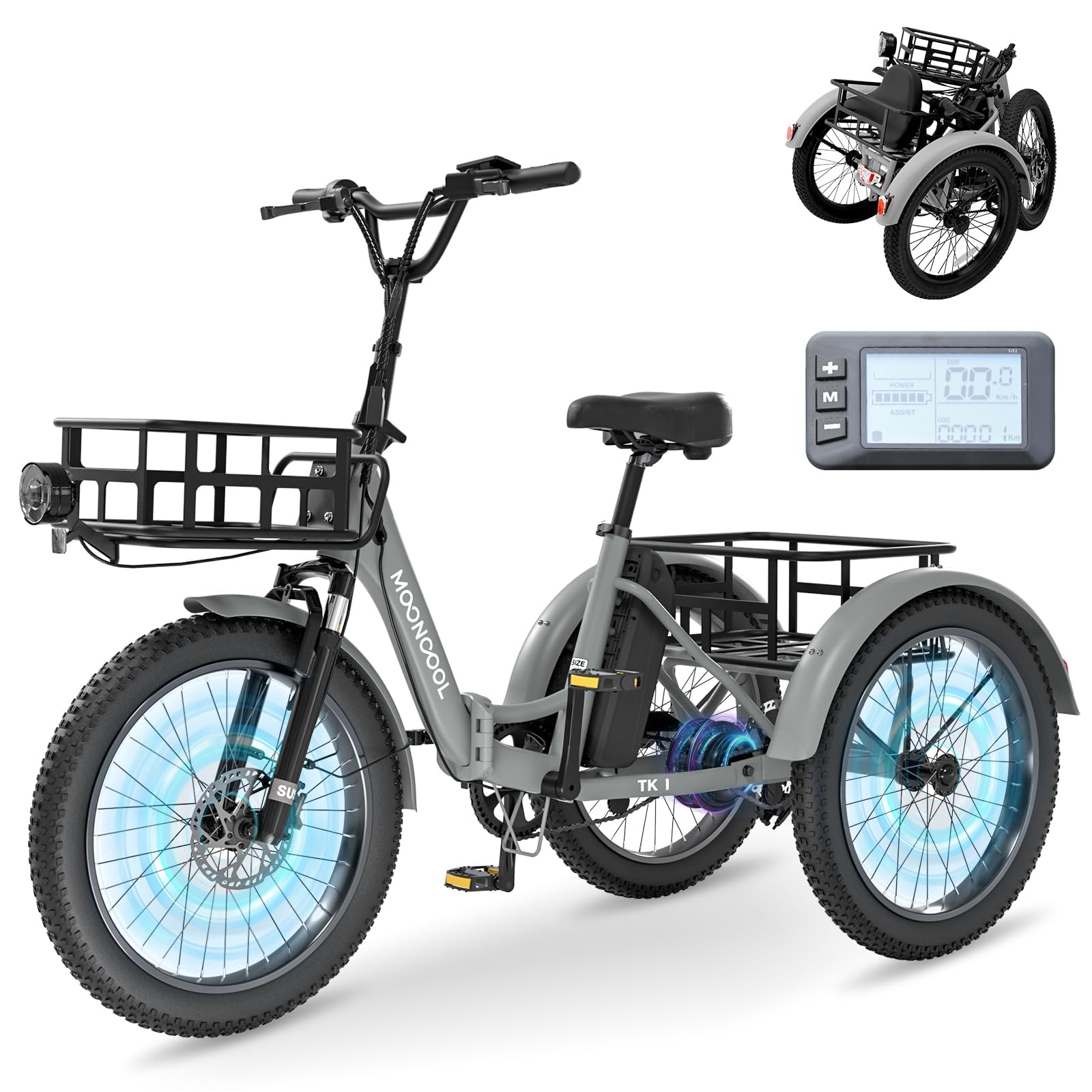 MOONCOOL VéLo Pliable E Bike, VéLo éLectrique 20 Pouces pour Hommes Et Femmes avec Batterie 36V 20 Ah, Moteur 250W, éCran LCD, Vitesse 25 Km/H, IP65, 45 NM, avec Grands Paniers
