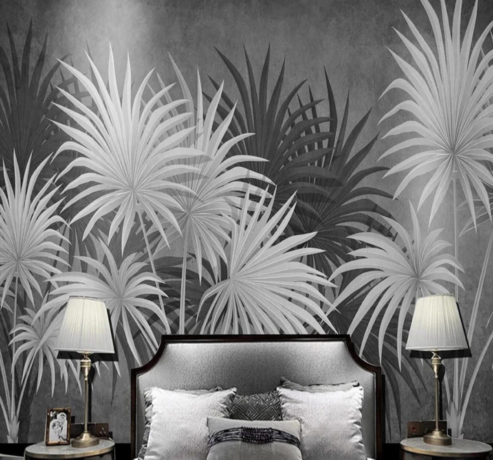 XLMING Creative Three Dimensional Black and White Plants Leaves 3D Wallpaper Luxury Home Dining Decor Paste Sofa Living Room The Wall for Bedroom Mural-430cm×300cm