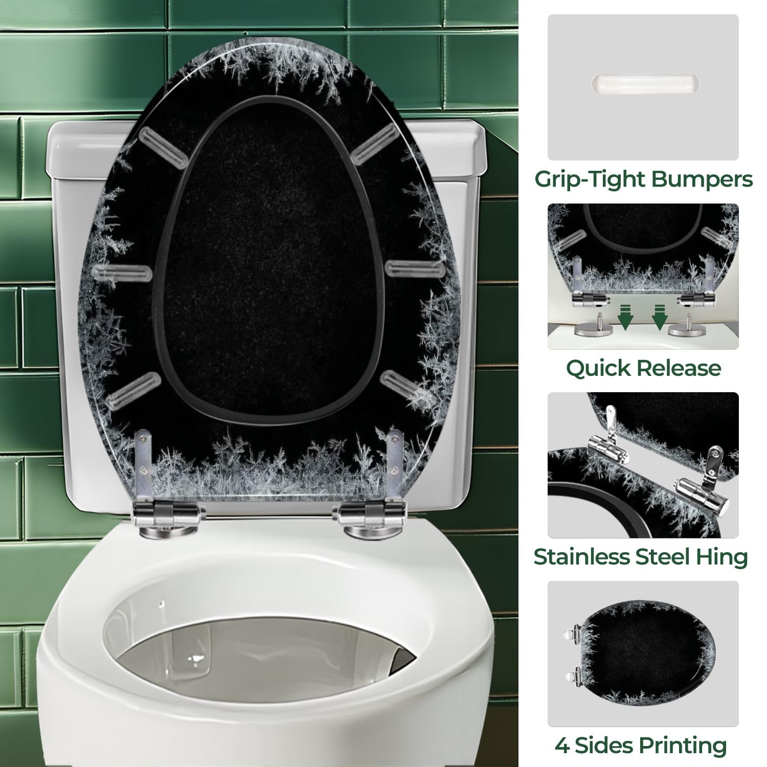 Asiento de inodoro alargado, de resina, para baño.