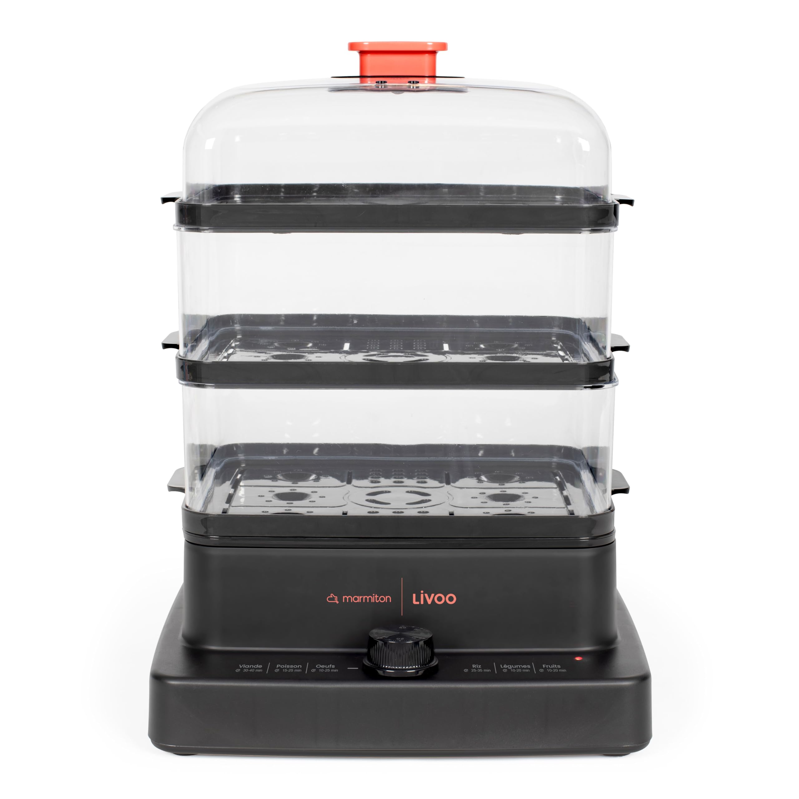 Livoo - Cuiseur Vapeur - Livoo X Marmiton DOC300-3 paniers - 12L - 1000 à 1200W - 20 recettes inclus