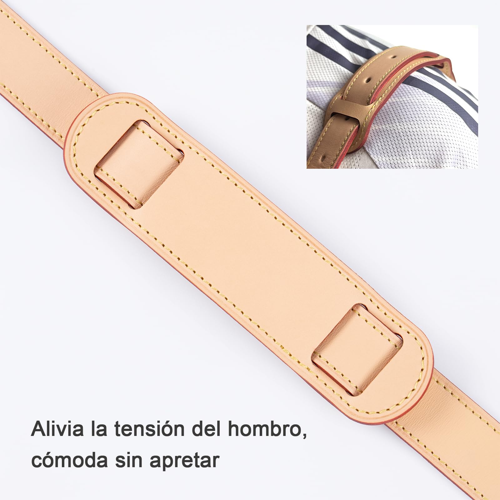 BERRY & SNOWY Cojín para Correa de Hombro de Cuero Vachetta, Adecuado para LV Keepall 45 50 55, Speedy P9 30 40 (Ancho de Correa ≤ 2,5 cm, Albaricoque).