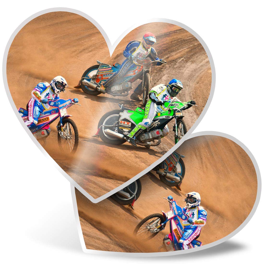 2 x Heart Stickers 7.5 cm - Speedway Track Bike Biker Fun Decals for Laptops,Tablets,Luggage,Scrap Booking,Fridges, #2759