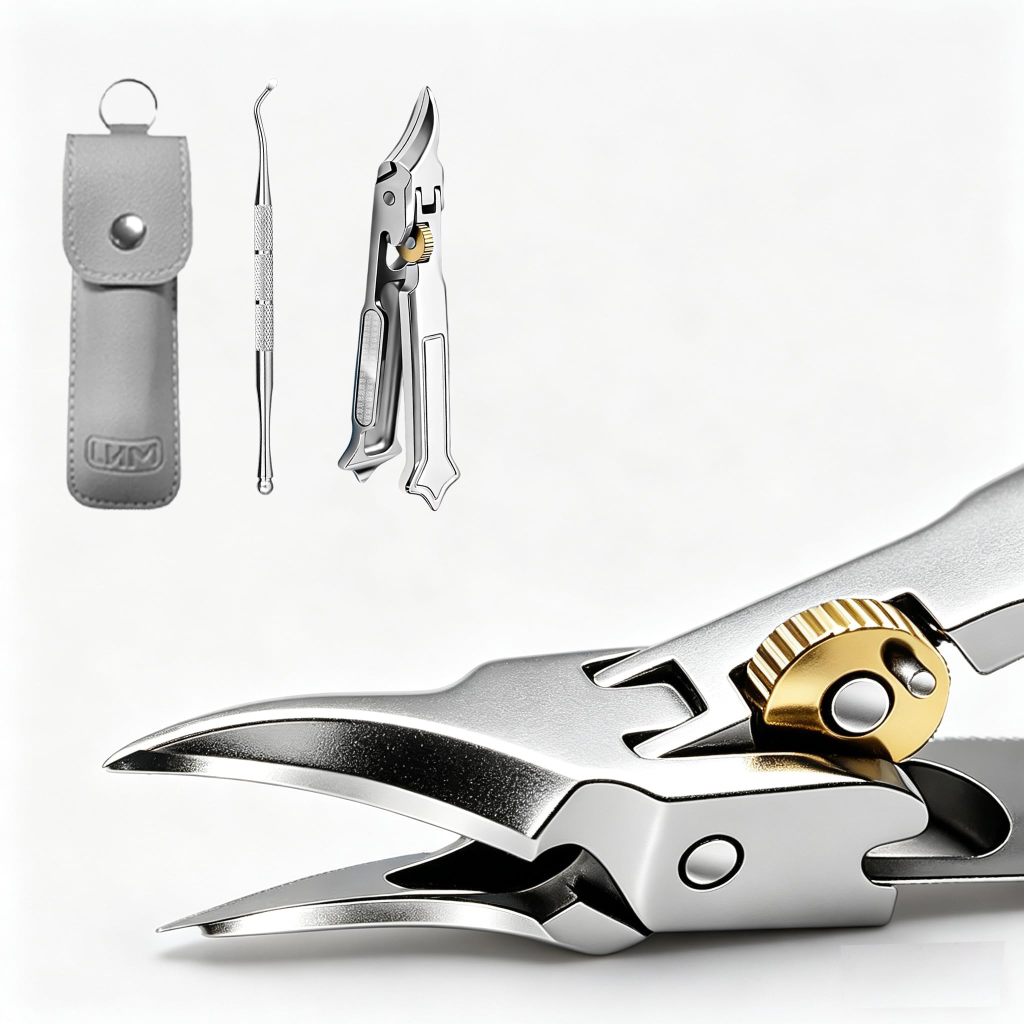 3-Piece Nail Clippers Set, Eagle Beak Beveled Toenail Clippers for Ingrown