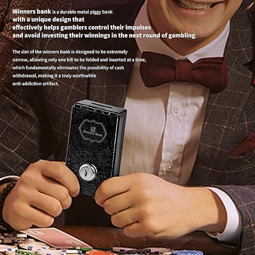 Miniatura 6 de Banco de ganadores, caja de metal para jugadores, banco ganador con llave de casino, mini caja de seguridad para jugadores, caja de juego portátil