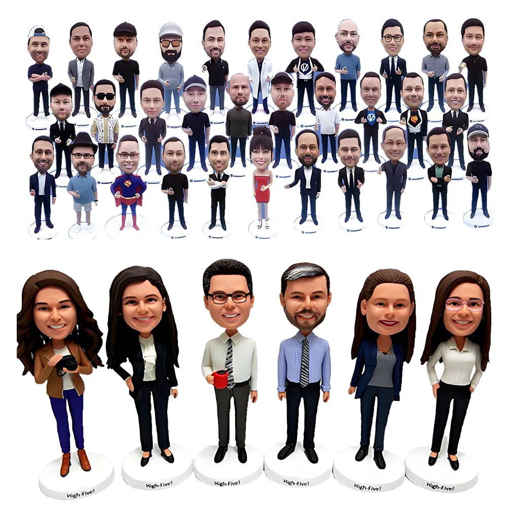 MEJELE Custom Golf Bobblehead, Personalized Birthday Gift, Red Polo and Khaki Pants, Standing on Green Base, Office Decoration Based on Your Photo