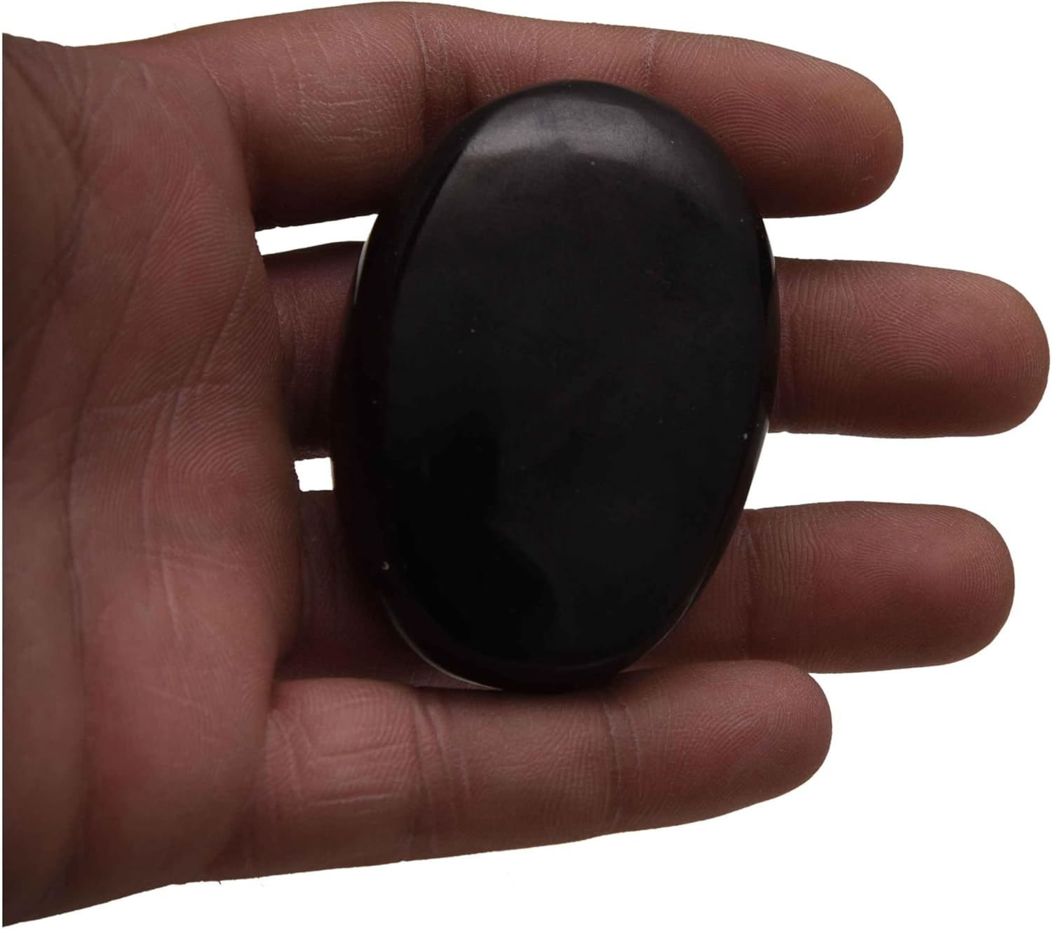 Reiki Balancing Black Obsidian Oval Shape Worry Crystal Healing Palm Pocket Stone