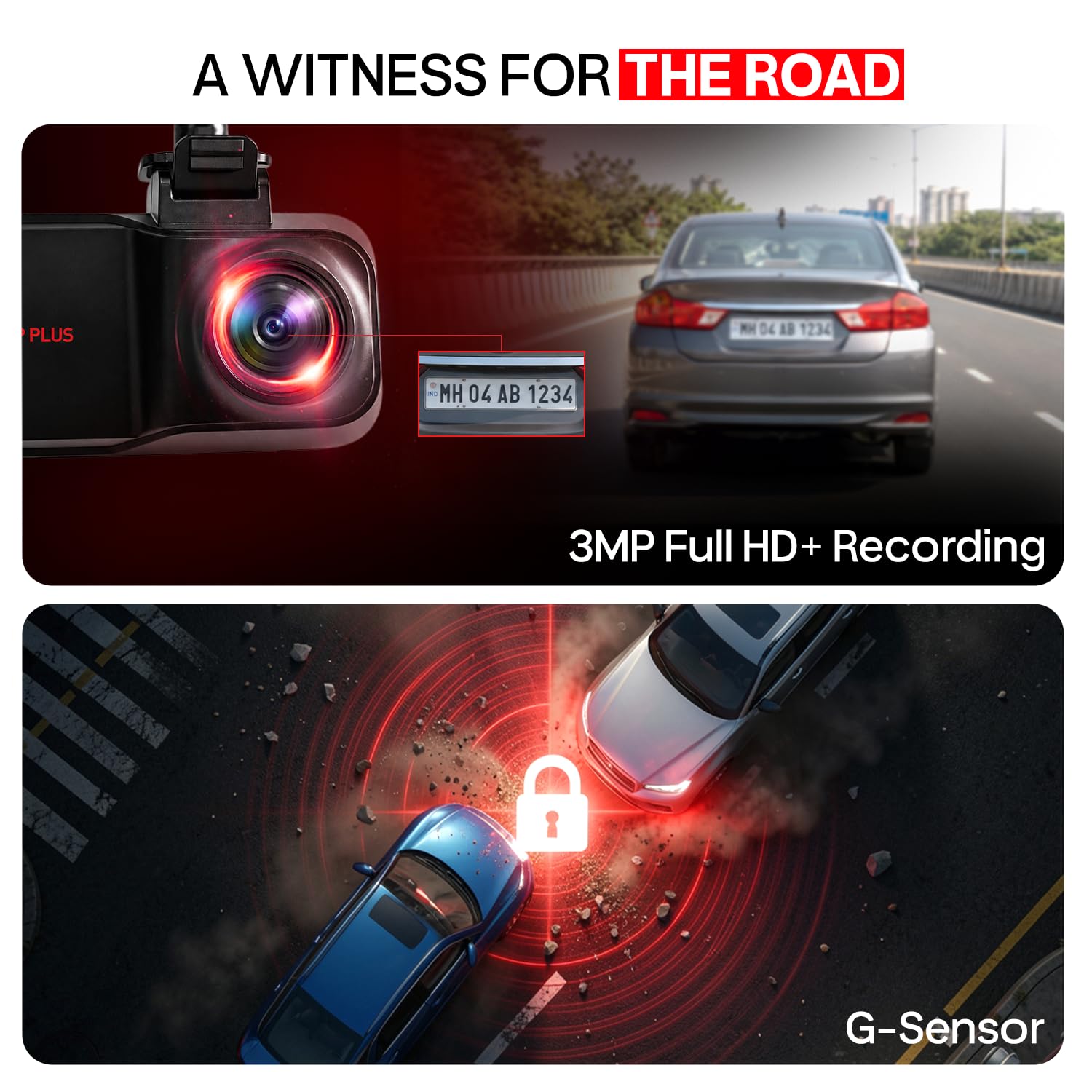 CP PLUS Dash Cam for Car CP-W310 | 2K 3MP Full HD+ Single Channel Dashcam | 1296P Recording | Built-in Microphone | WiFi (AP Mode) | G-Sensor | Night Vision | 137° Wide View Angle | Upto 1TB Storge — Amazon image 3