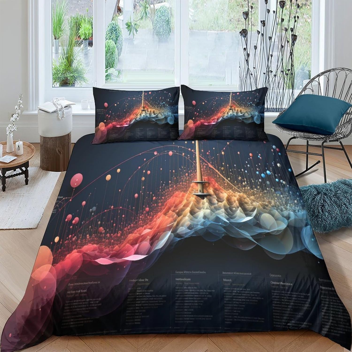 Housse de couette 200x200 ciel étoilé 3D imprimé microfibre infroissable avec fermeture