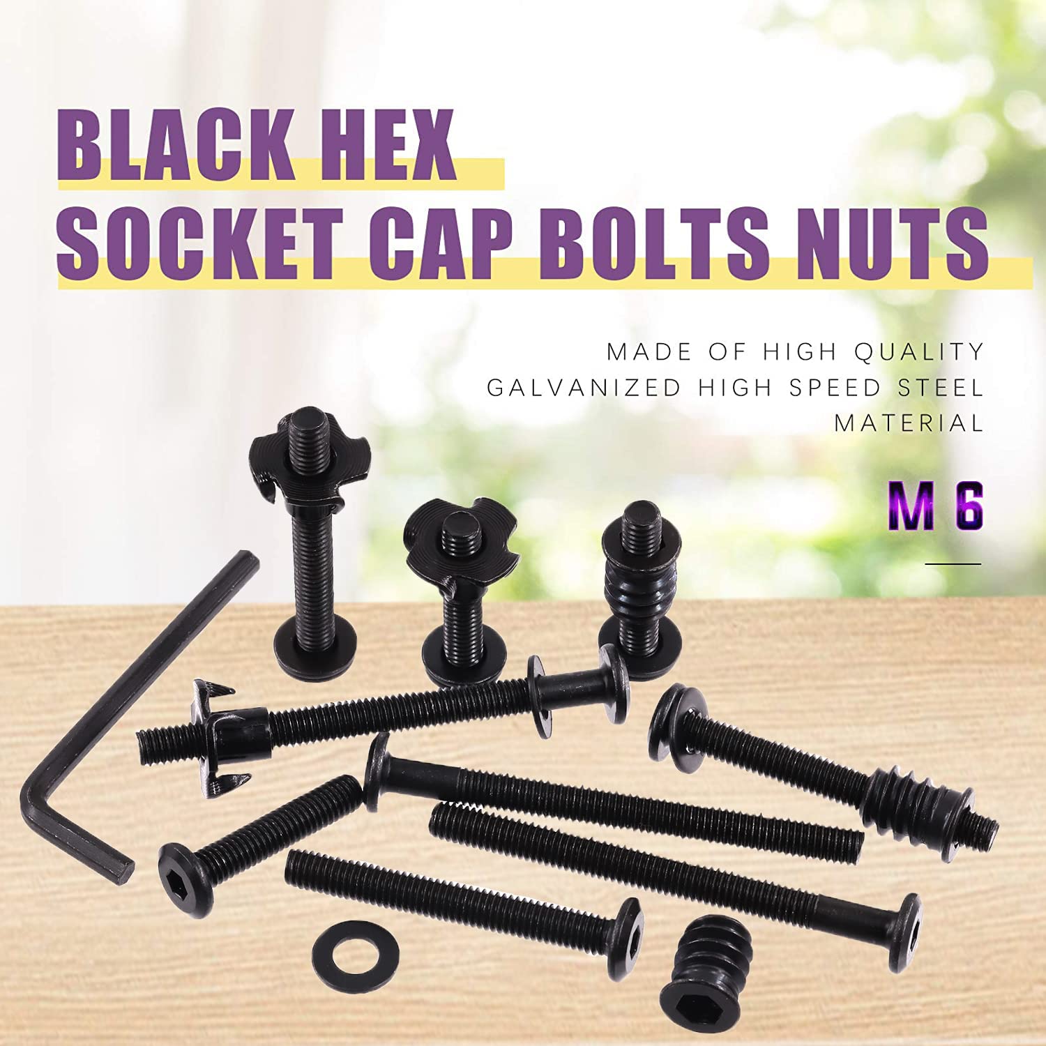 Buy Swpeet 123Pcs M6 Carbon Steel Black Hex Drive Socket Cap Bolts and