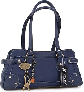 Vera Pelle - Borsa a Spalla/Borse a Mano con manico corto - Con Ciondolo a Forma di Gatto - Carnaby