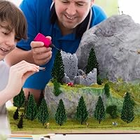 YuChiSX Műanyag Modellfa Készlet - 24 db Élethű Zöld Miniatűr Fa (7,5-9,5 cm) Terepasztalhoz, Vasútmodellhez, Makett Építéshez és Kerti Deko 5