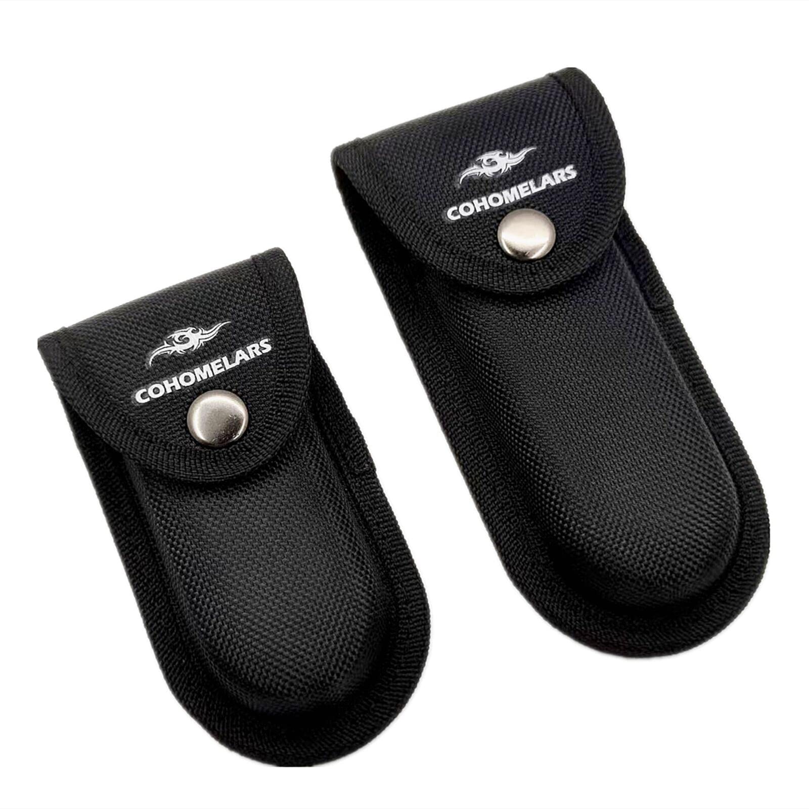 Multitool Belt Sheath for Leatherman, Gerber - Nylon Knife Pouch for Folding Knife - Snap Closure Knife Holder with Horizontally or Vertically Carry