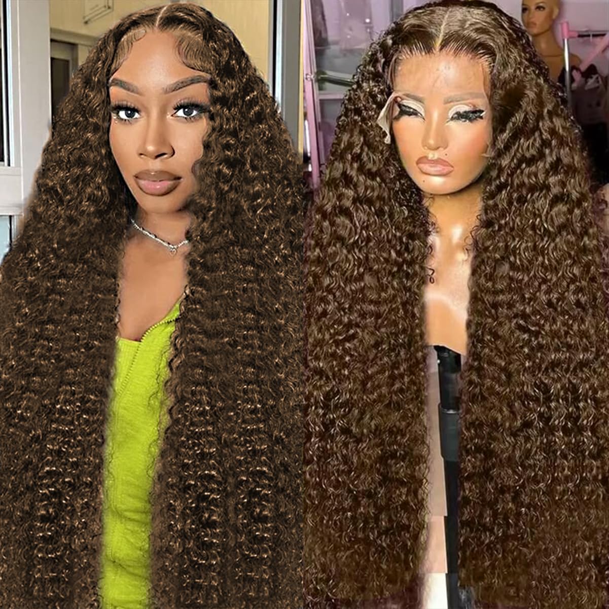 Amazon.com : BIANFA 30 Inch Chocolate Brown Deep Wave Lace Front