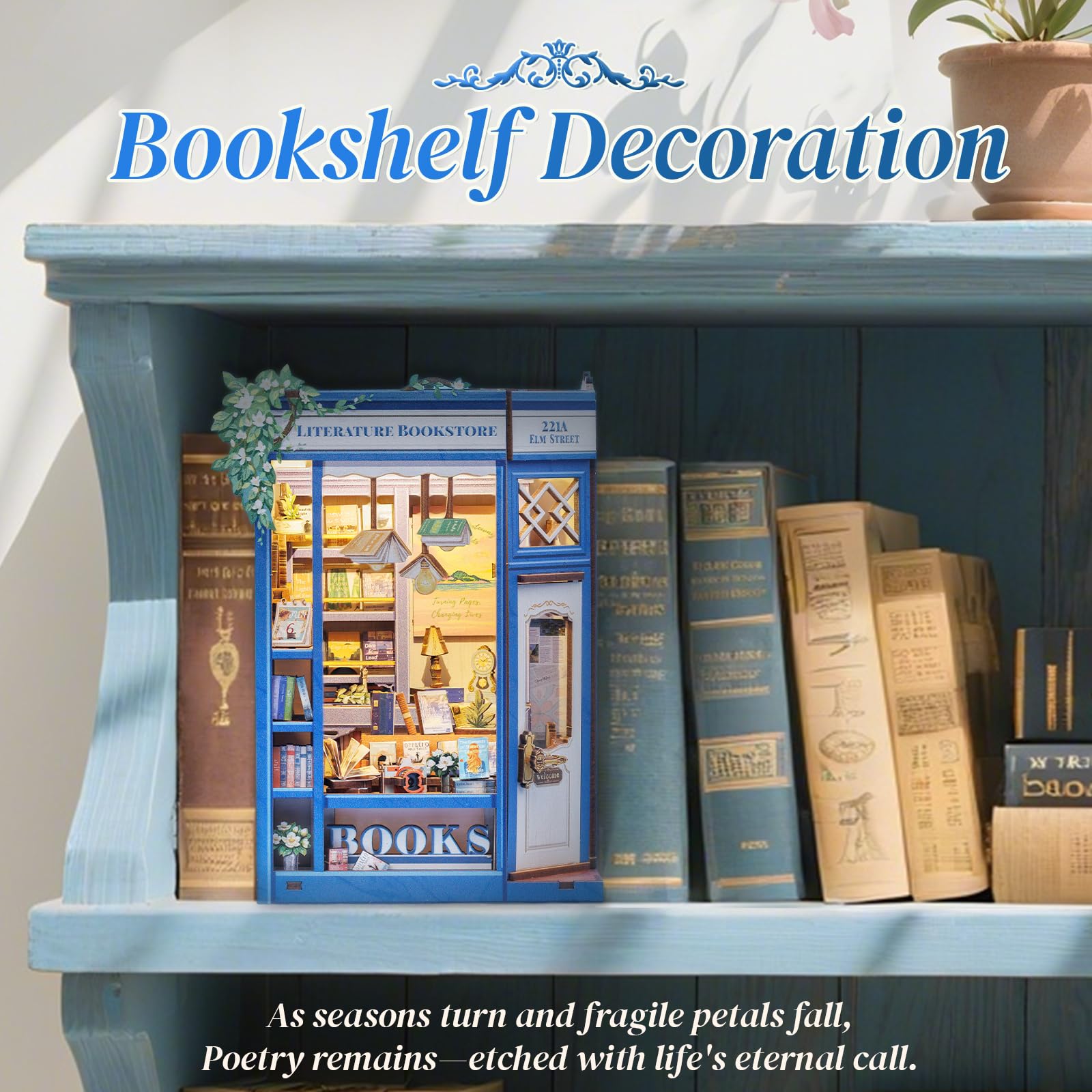 CUTEBEE Book Nook Kit - DIY Miniature House Dollhouse Booknook Kit 1