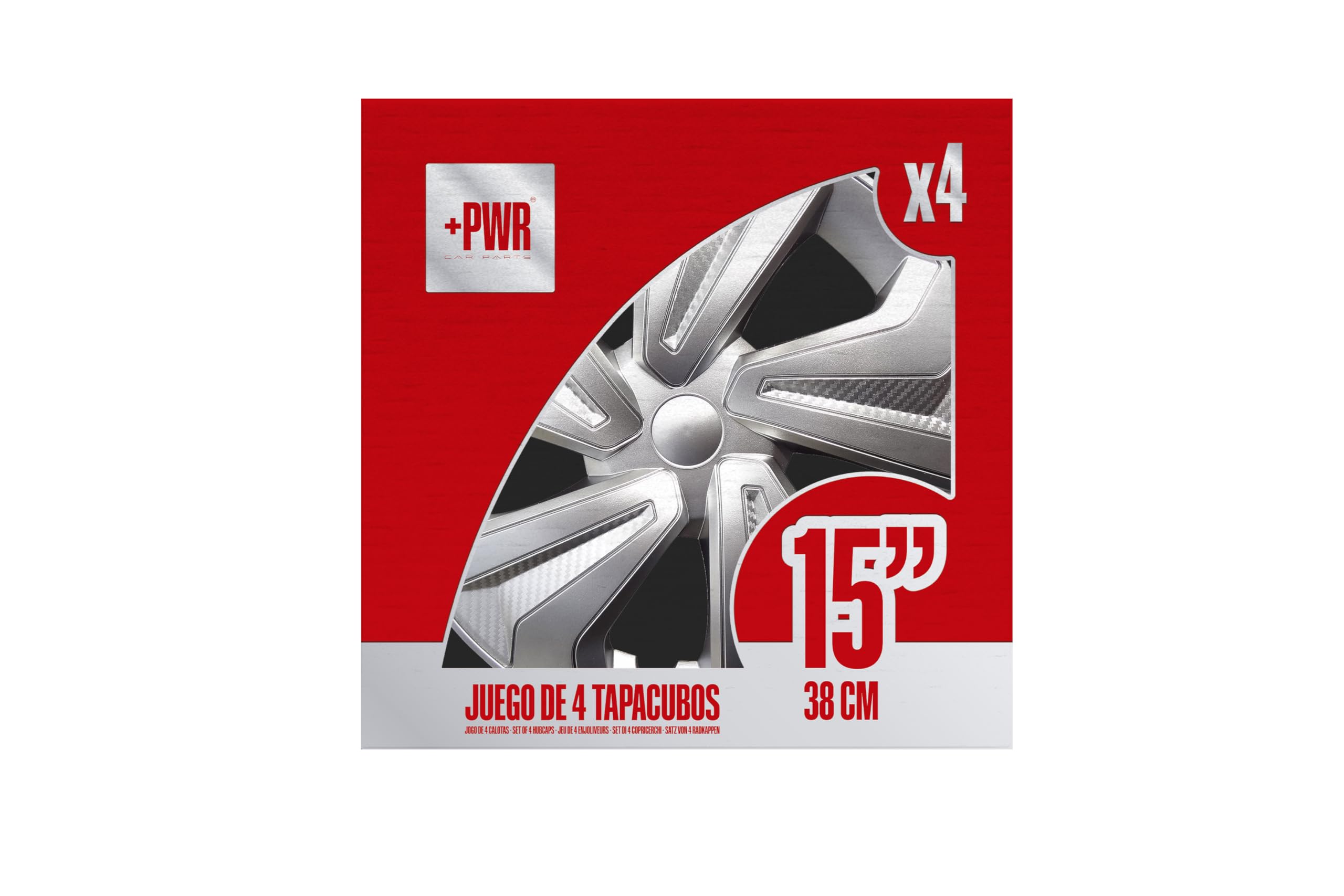 +PWR Car Parts Copricerchi 15" Road Argento, Set di 4 Unità, Universali, ABS ad Alto Impatto, Fissaggio a Pressione, Design Moderno e Ventilazione Ottimizzata - 5
