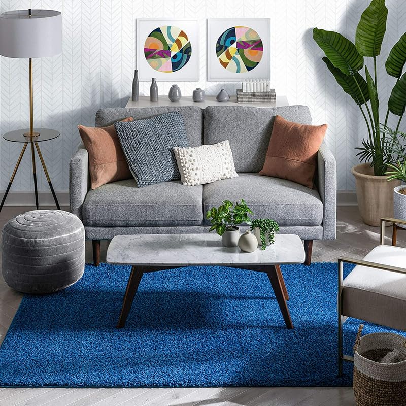 Image of zia carpets Cozy Soft Shaggy Non Slip Carpet for Home Decor Aesthetic Rugs with 2.5 inch Thikness Size 6x6 feet