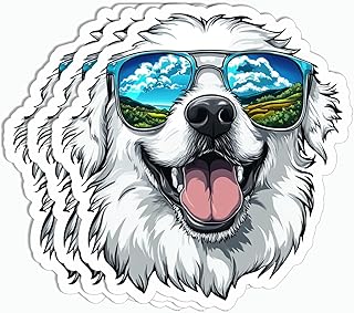 3Pcs Great Pyrenees Dog Wearing Sunglasses Sticker - Dog Lover - Pet Mom - Sticker for Water Bottle - Mug - Luggage - Note...