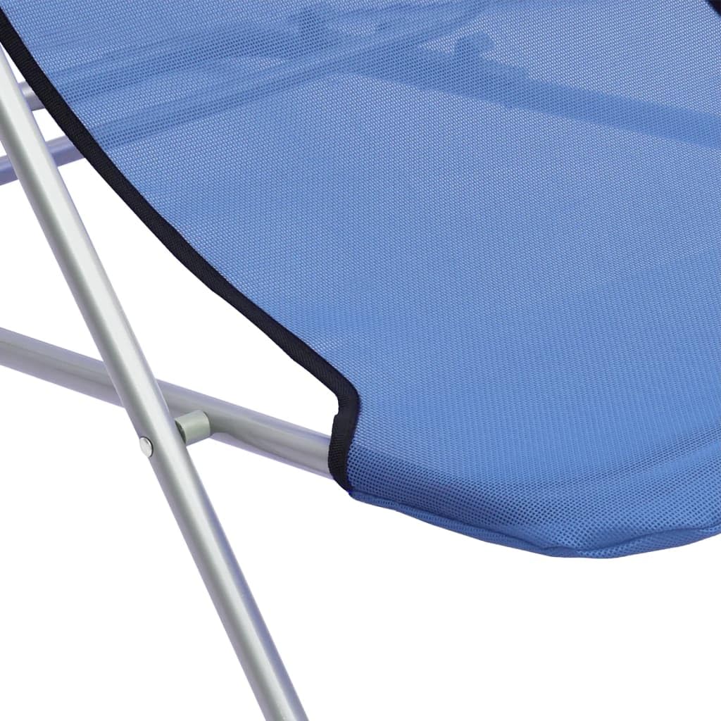 Krzesła plażowe, zestaw 2 sztuk, niebieskie, z regulowanym oparciem, składane, stabilna powłoka proszkowa, łatwe do przenoszenia, do ogrodu, na basen, taras, balkon, kemping i wellness
