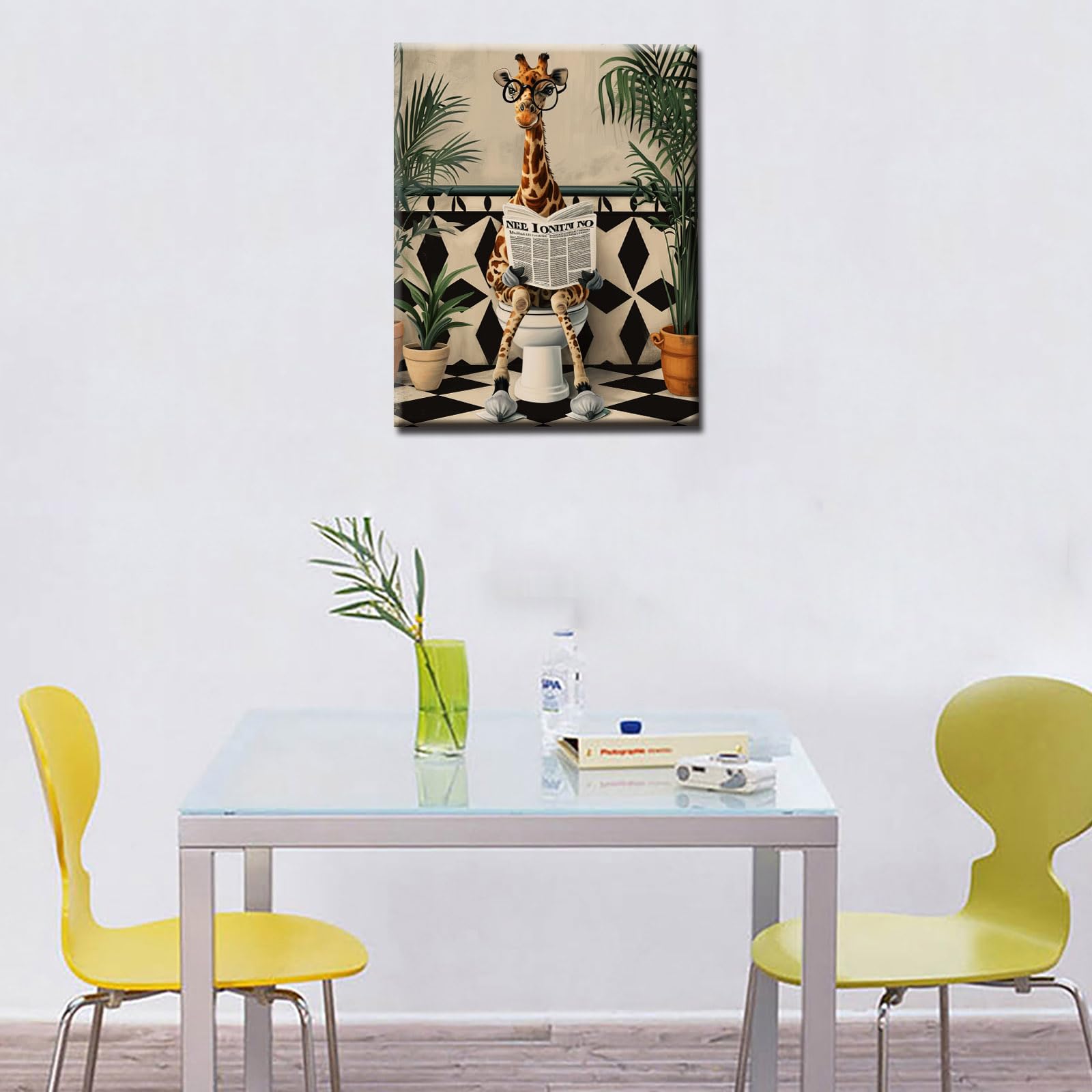 Tucocoo Dipingi per Numeri, Design: Carina Giraffa sul Wc, con Pennelli e Pigmenti Acrilici su Tela, Pittura per Adulti, Animali Divertenti, Immagine Nordica per Bagno per Decorazione della Casa
