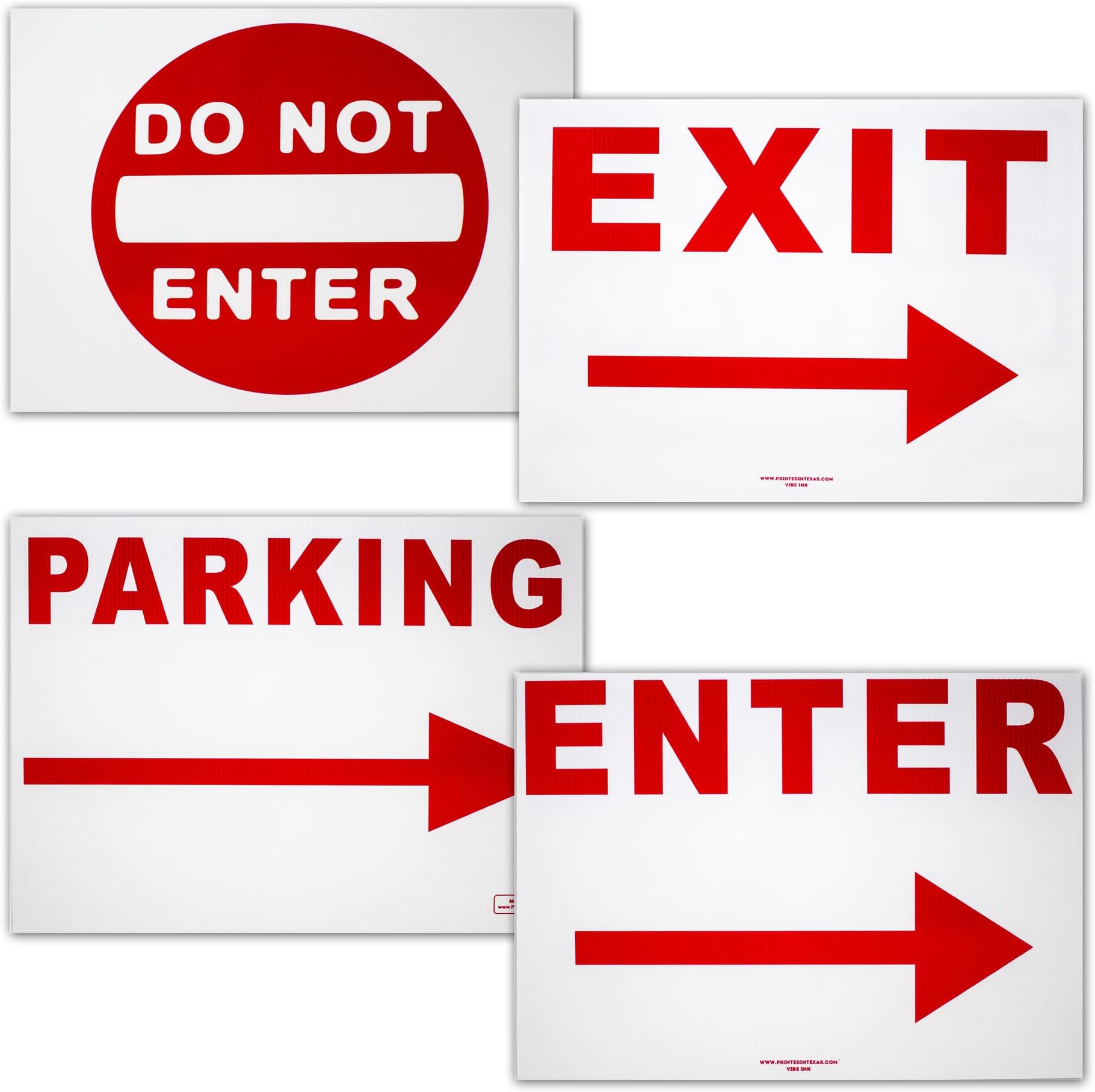 4 Event Yard Signs Kit DO NOT ENTER, PARKING, ENTER and EXIT Arrow Directional Bundle for Parking Lots Garages Valets Includes Sign-Stakes