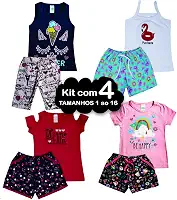 Kit com 8 Peças Infantil Juvenil Menina - Verão - 1 ao 16