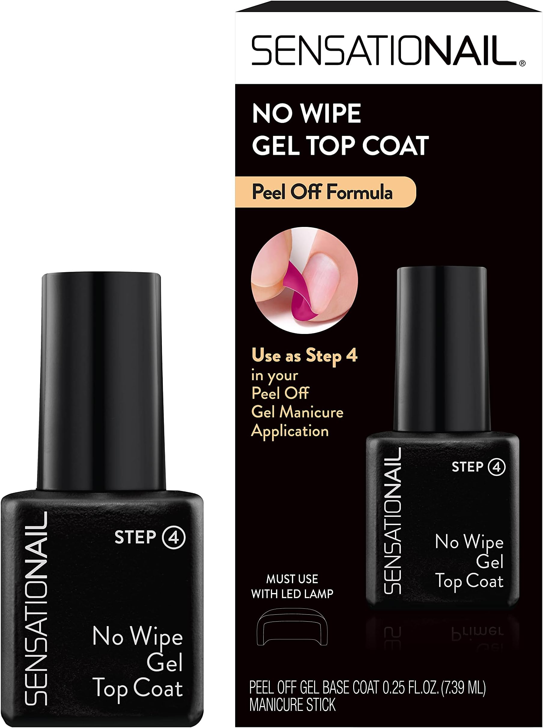 Sensationail Peel Off Formula Gel Nail Top Coat Refill, 0.25 fl oz, Clear