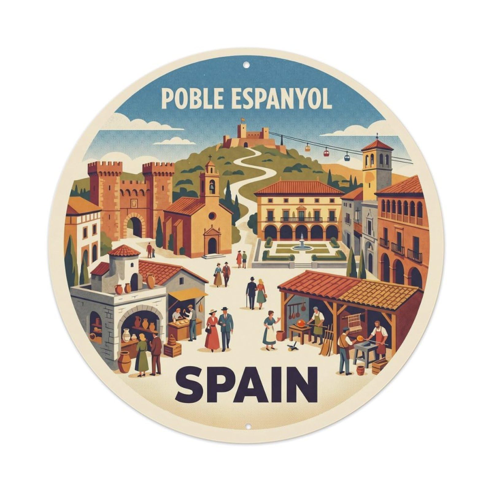 Barcelona Poble Espanyol Spain Cultural Travel Metal Tin Sign