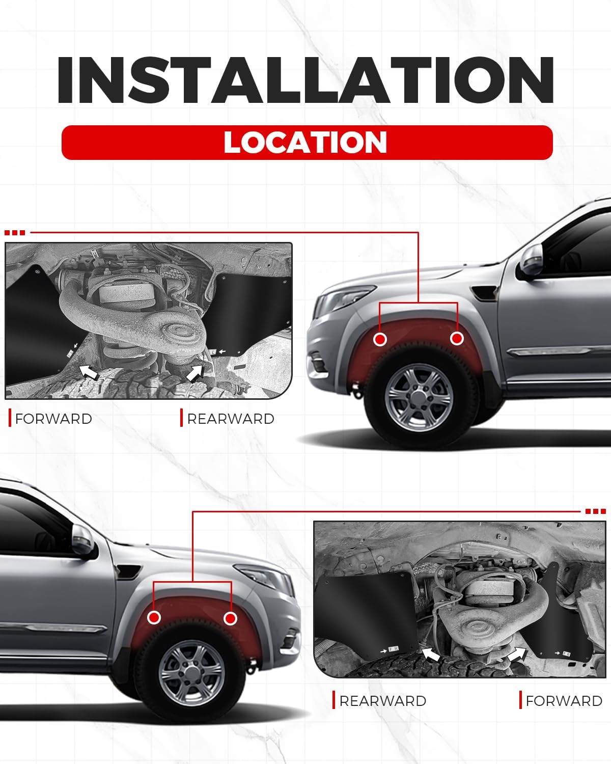 HECASA Front Splash Guards Fender Liner Shields w/Clips Compatible with 2007-2022 Toyota Tundra Sequoia Replace for 53737-0C030 53736-0C030 53739-0C020 Apron Seal Mud Flaps Mudflaps Mudguards 4Pcs