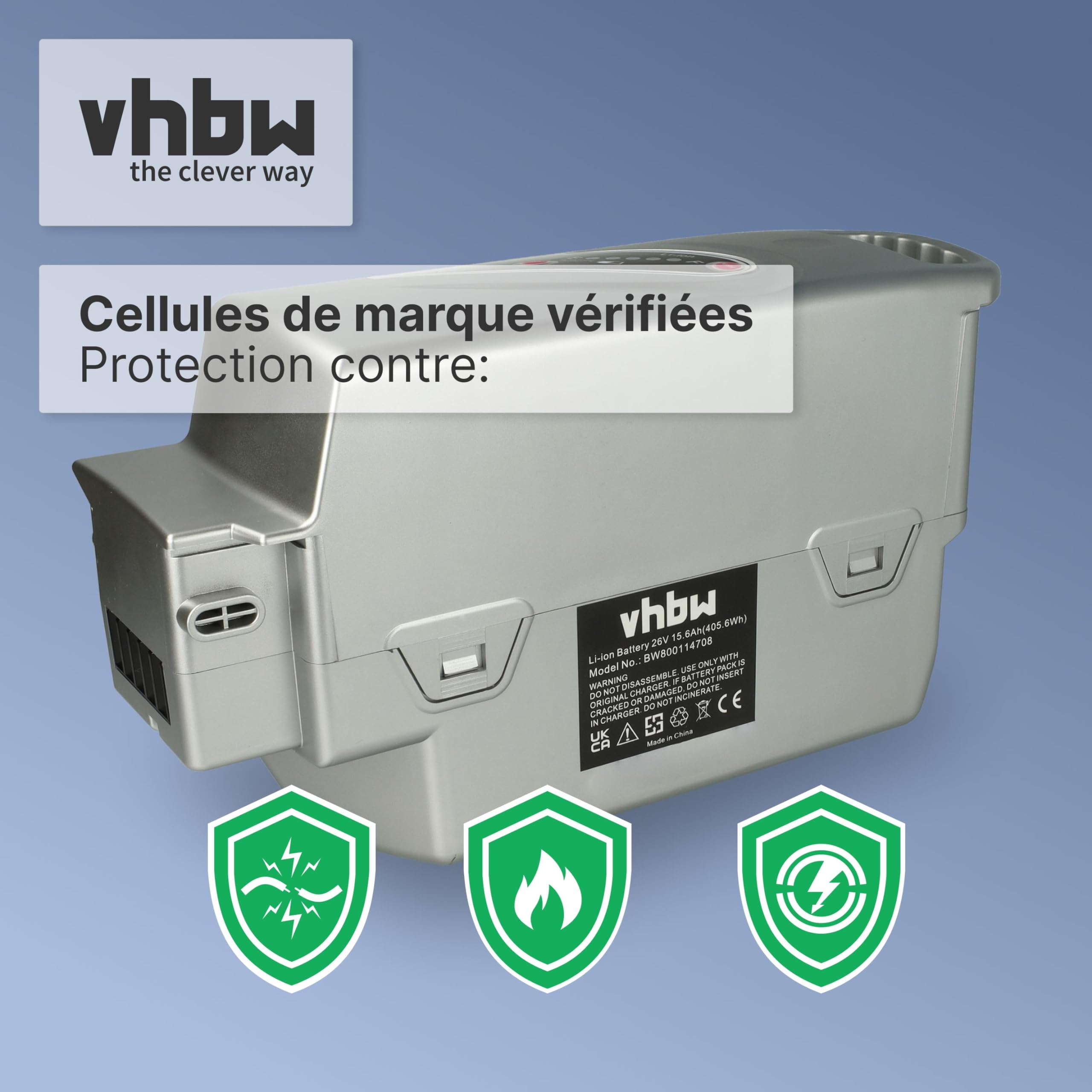 vhbw Batterie Compatible avec Panasonic Flyer T2, T5, T4, T8, T10, T10 HS, T11 HS, T14 HS, S XT 28" vélo électrique (15,6Ah, 25,2V, Li-ION) - argenté