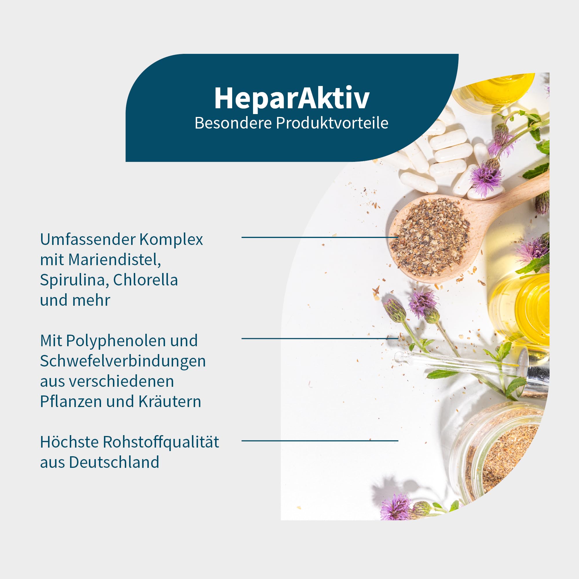 NatuGena HeparAktiv, bioaktive Superoxiddismutase (SOD), Mariendistel & Koriander, Algen Arten Spirulina, Chlorella, 120 Kapseln (1 Monats Packung)