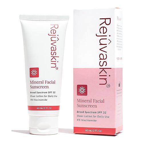 Rejuvaskin Protector solar facial mineral crema facial de amplio espectro para piel sensible y piel propensa al acné mineral sin aceite loción
