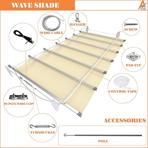 Miniatura 7 de AwnPro Toldo retráctil de 4 x 12 pies, vela retráctil de cuerda deslizante, toldo de pérgola de repuesto para jardines, patios, terrazas y cenadores
