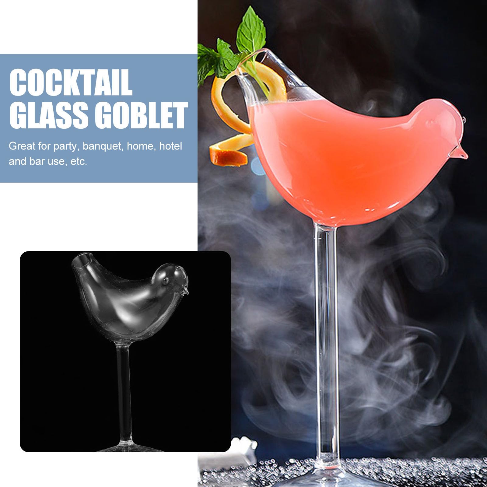 Healifty 8 Stck. Cocktailglas aus Glas in Vogelform mit Hohem Stiel Kreatives und Hübsches Riegel Cocktailglas für Zuhause und Junggesellenpartys