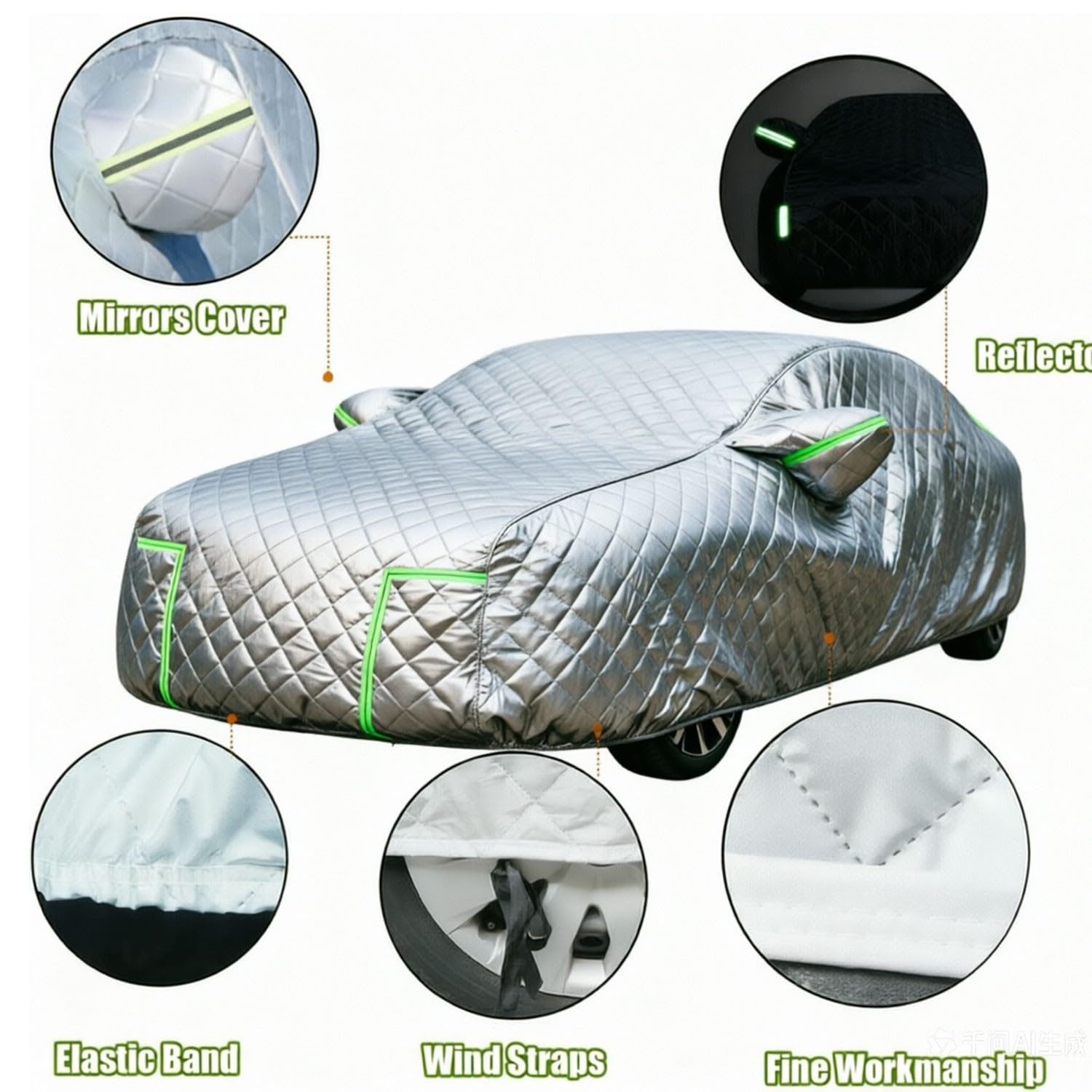 Bâche de Voiture Anti-grêle pour Audi Q3, Imperméable, Résistant aux UV, Housse de Protection Voiture Exterieur pour Toutes Les Saisons
