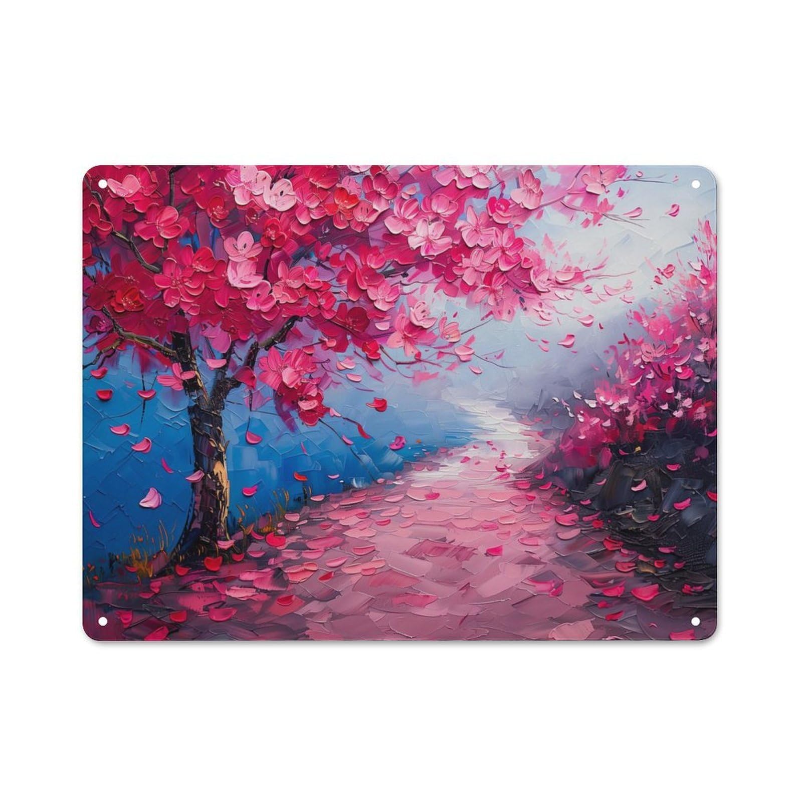 Junmoney Style-13 Cherry Blossom Dream Classic Metal Wall Decor 30X40cm, Decorative Tin Plaque For Cafe, Pub, Workshop Or Home Bar