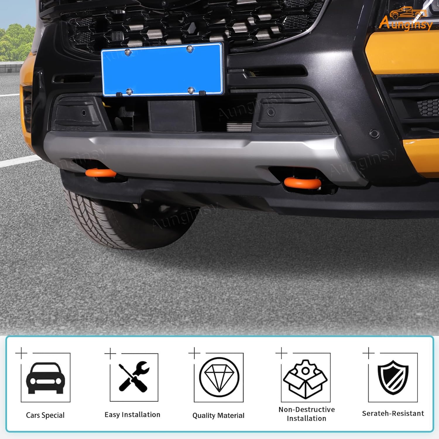 Aunginsy Car Front Bumper Tow Hook Covers Compatible with Ford Ranger 2023-2026, Front Bumper Tow Trailer Hitch Receiver Cover Towing Hitch Pull Ring Rubber Sleeve Protector Trim Exterior Accessories