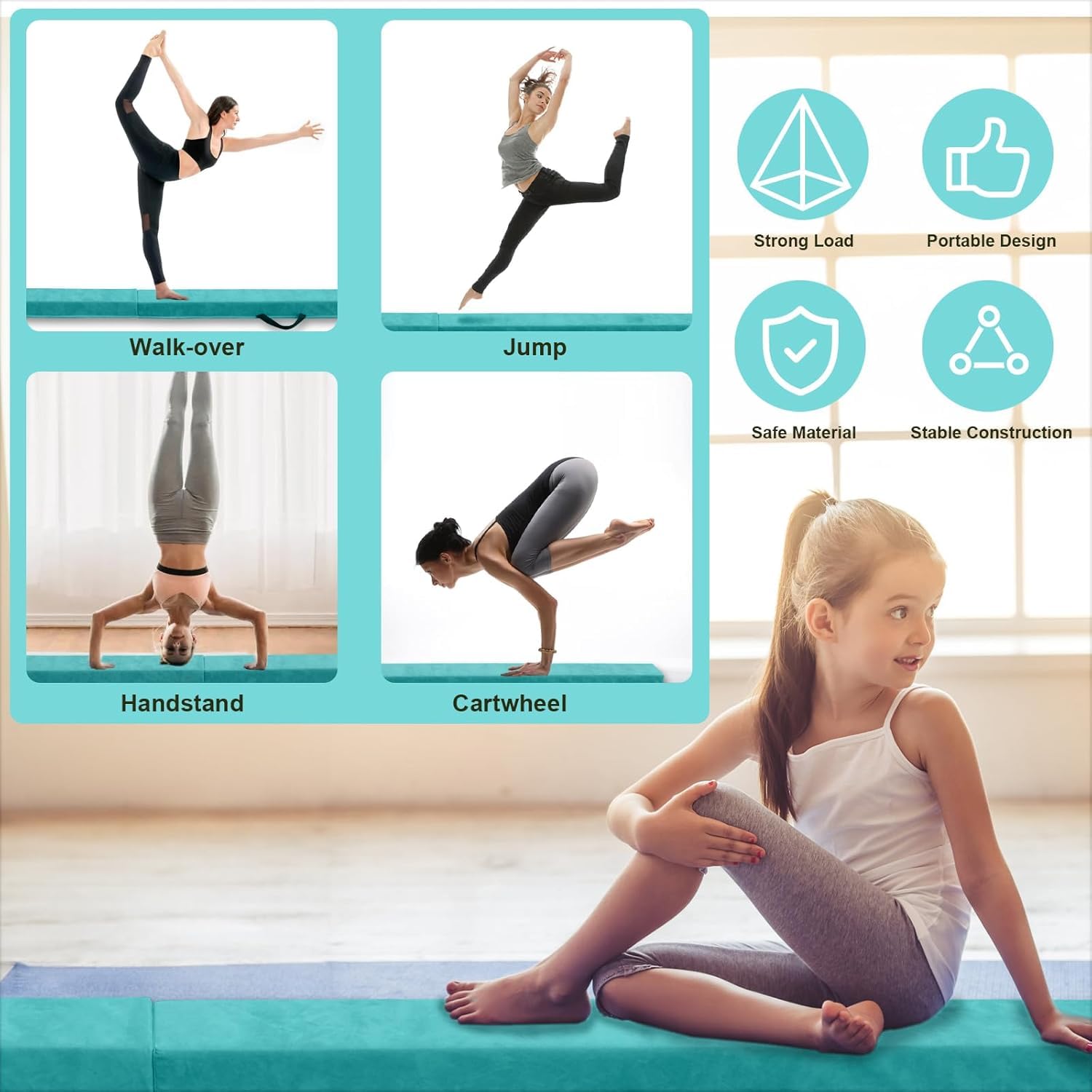 FBSPORT Poutre Gymnastique Enfant 270 cm Poutre Gym Poutre d'équilibre au Sol, Poutre de Gymnastique Pliable pour entraînement, Pratique, Sport et entraînement Professionnel à la Maison